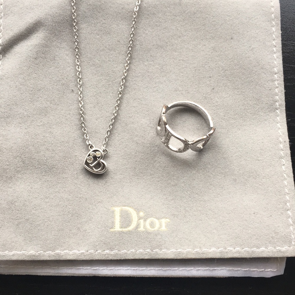 Dior Silver Tone Heart Pendant Necklace